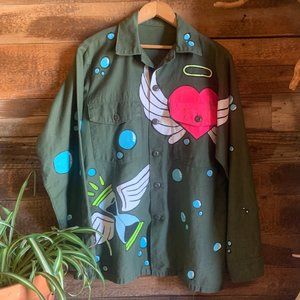 Custom Hand Painted Blacklight Reactive Military Jacket